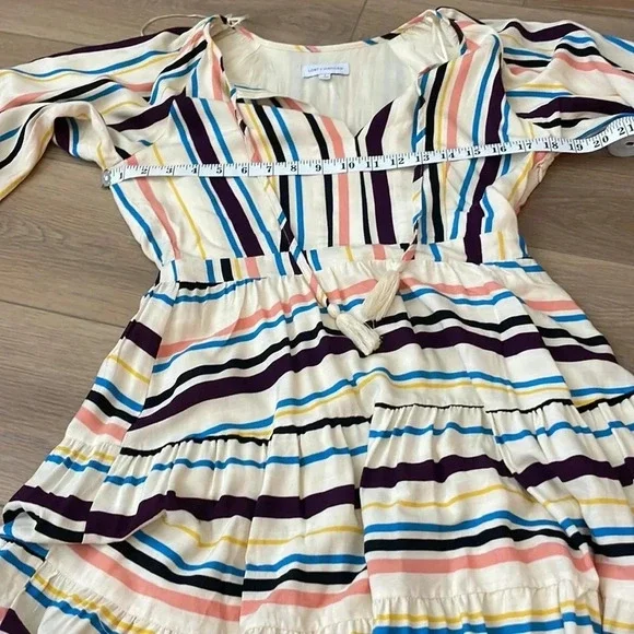 LOST + WANDER REVOLVE CORY Cream Blue STRIPED Boho MINI DRESS - Picture 15 of 16